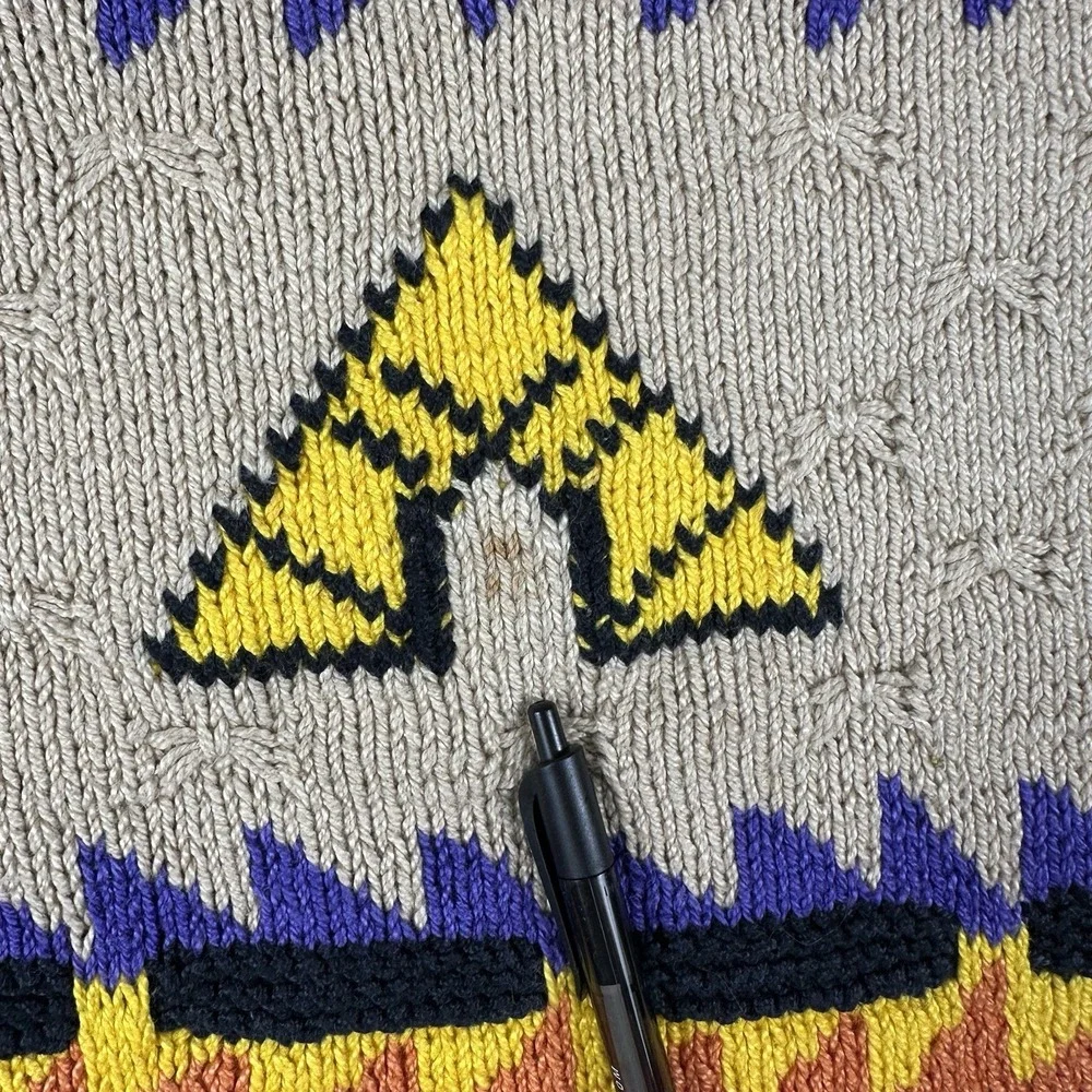 Vintage Alfonso Pozo Sweater Men's Large‎ Southwestern Cactus Teepee Novelty